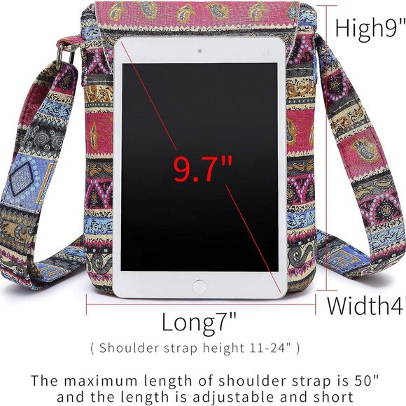 Women's Retro Small Size Canvas Shoulder Bag Hippie Boho Crossbody Handbag - Picture 4 of 9